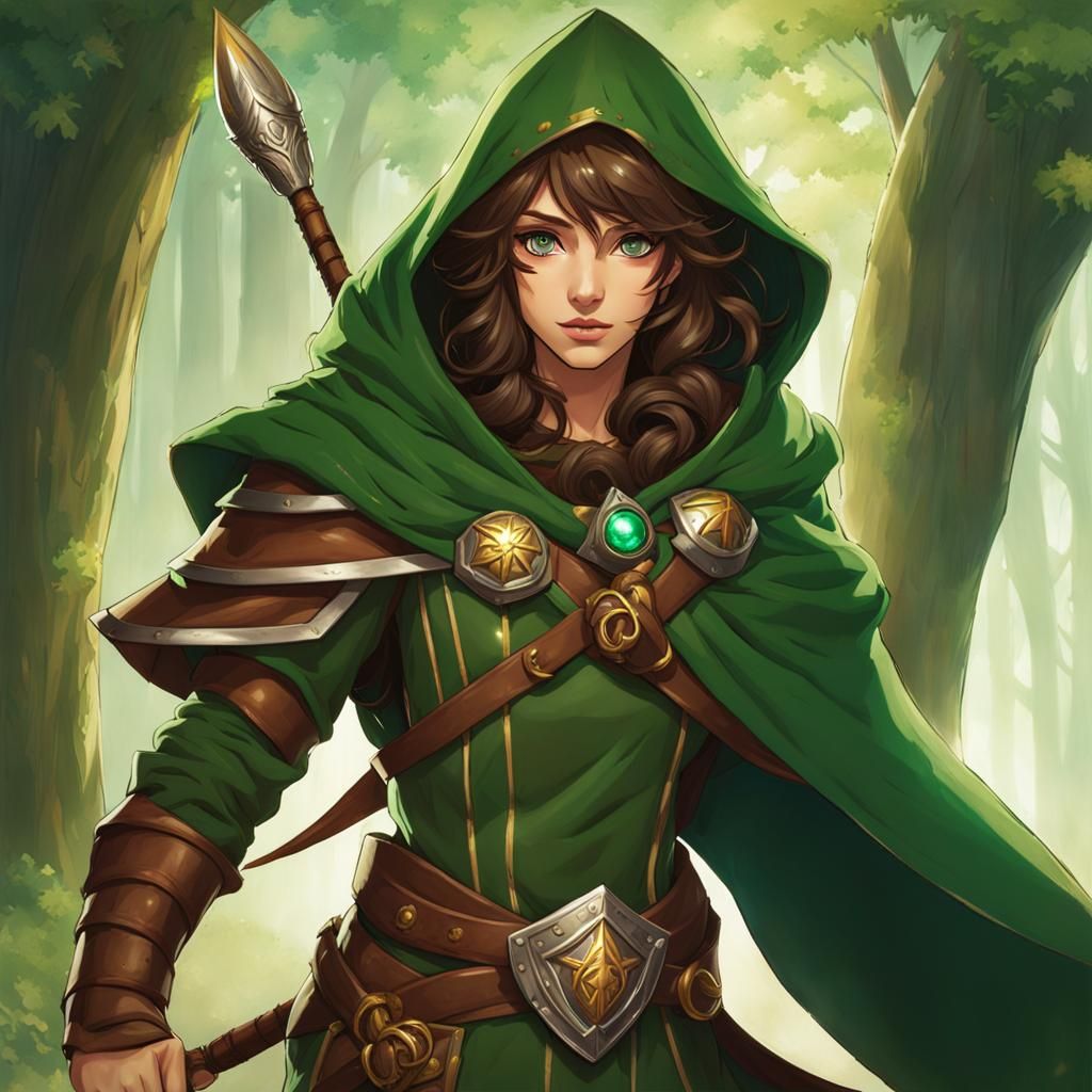 Fantasy Druid Character with Spear and Mask