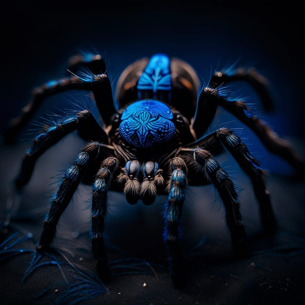 Blue Ornament Tarantula Macro Photography