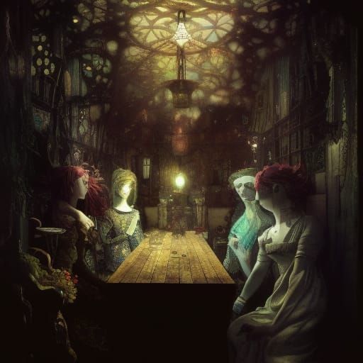 Eerie Haunted Cafe in Art Nouveau Style