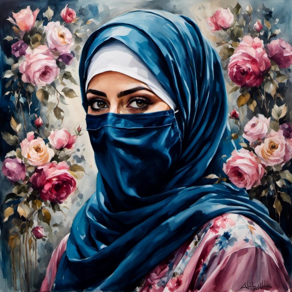 Beautiful Hijabi Portrait in Comic Book Style