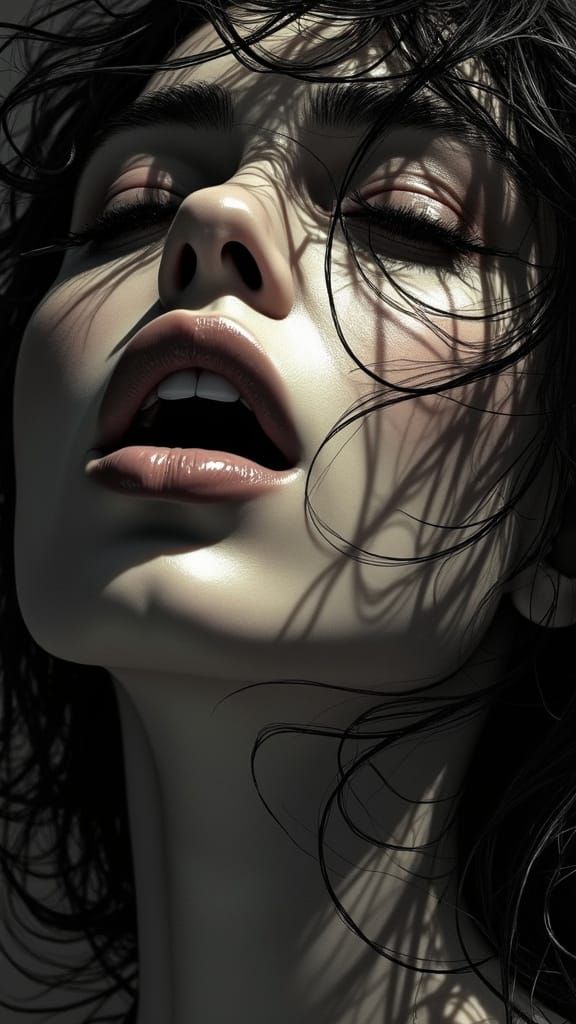 Ethereal Portrait of a Woman Frozen in Emotion