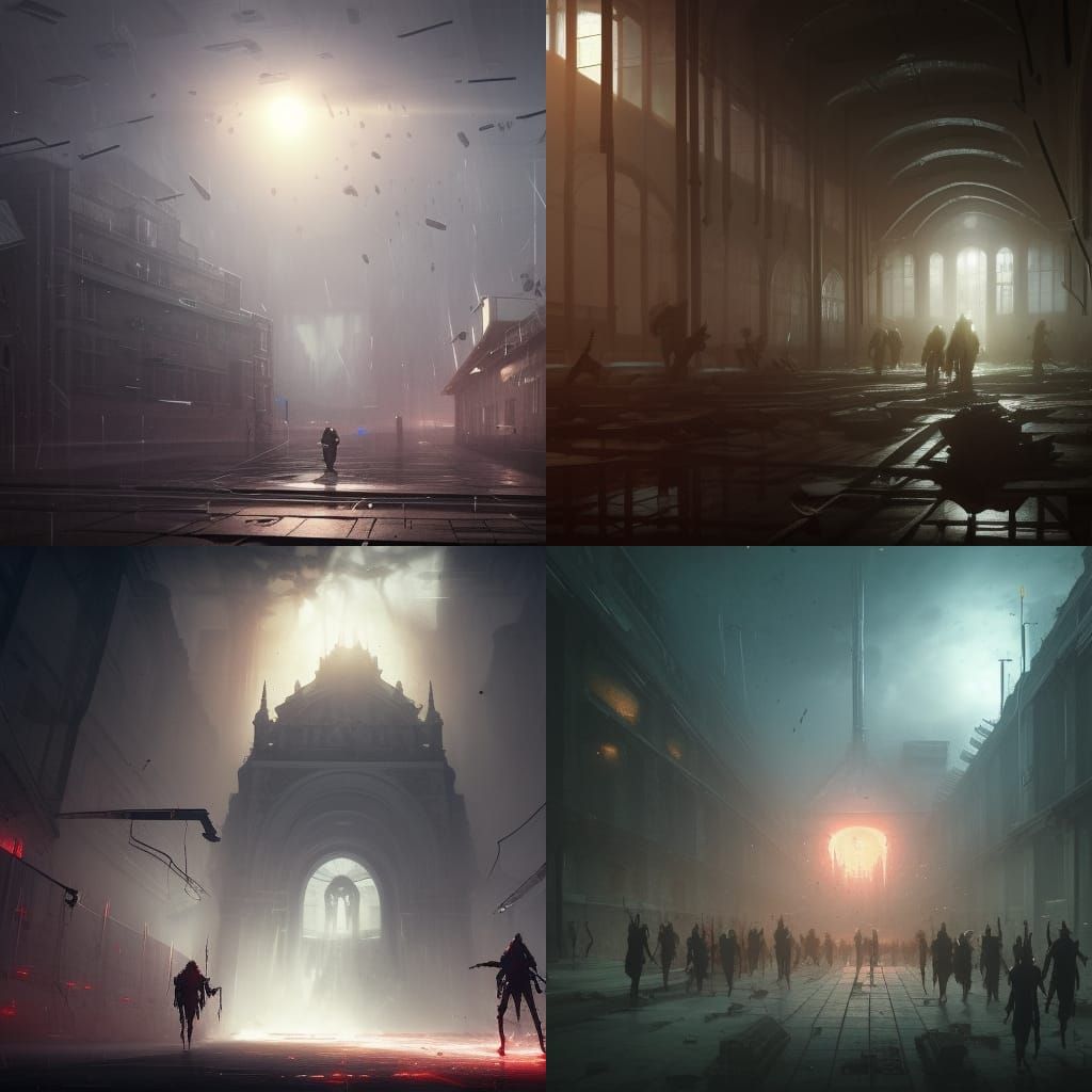 Virus-Infested School Exploding: Dark Fantasy Concept Art