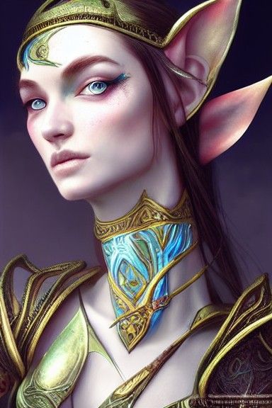 Elf Female Warrior in Expressionist Style