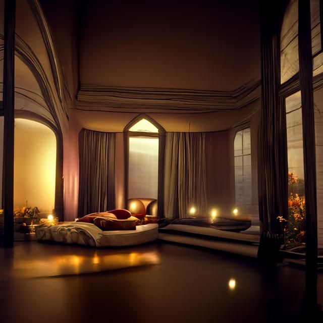 Luxurious Bedroom Interior in Art Nouveau Style