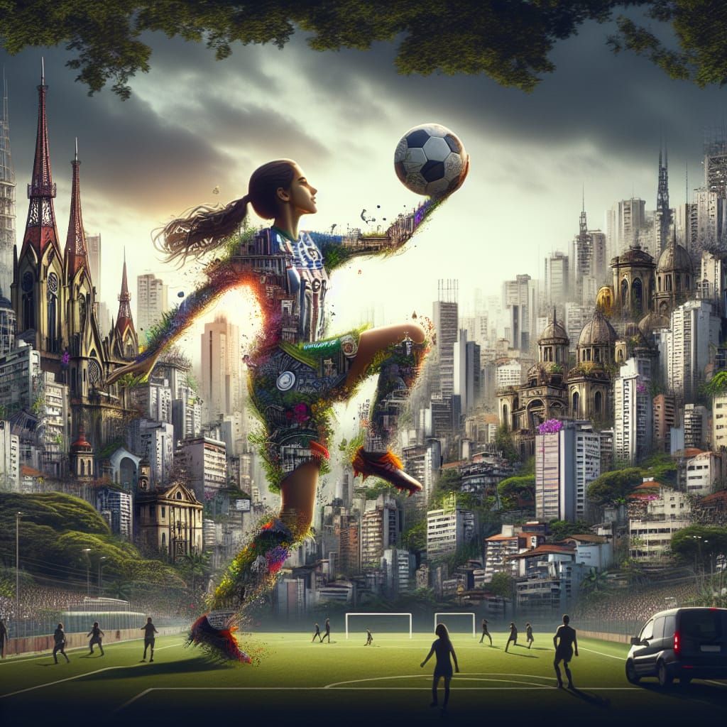 São Paulo Cityscape as Soccer Girl: Matte Painting