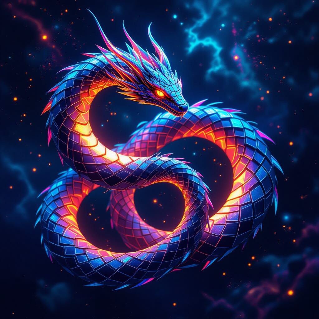 Crystal Serpent in Fractal Spiral