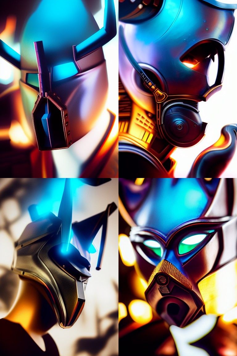 Fox Mempo Mask Samurai in Steampunk Dieselpunk Style