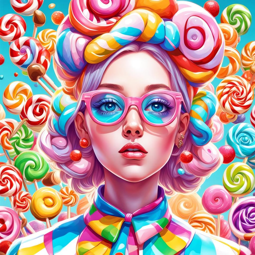 Whimsical Girl in Candy Art Style
