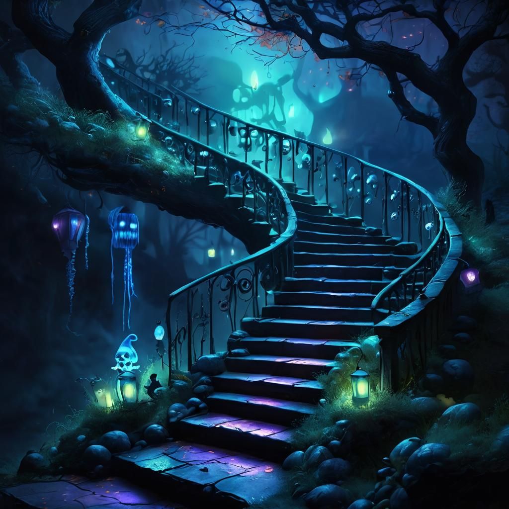 Eerie Halloween Parade in Dark Fantasy Style