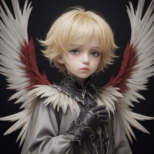 Fallen Angel Child with Crimson Aura