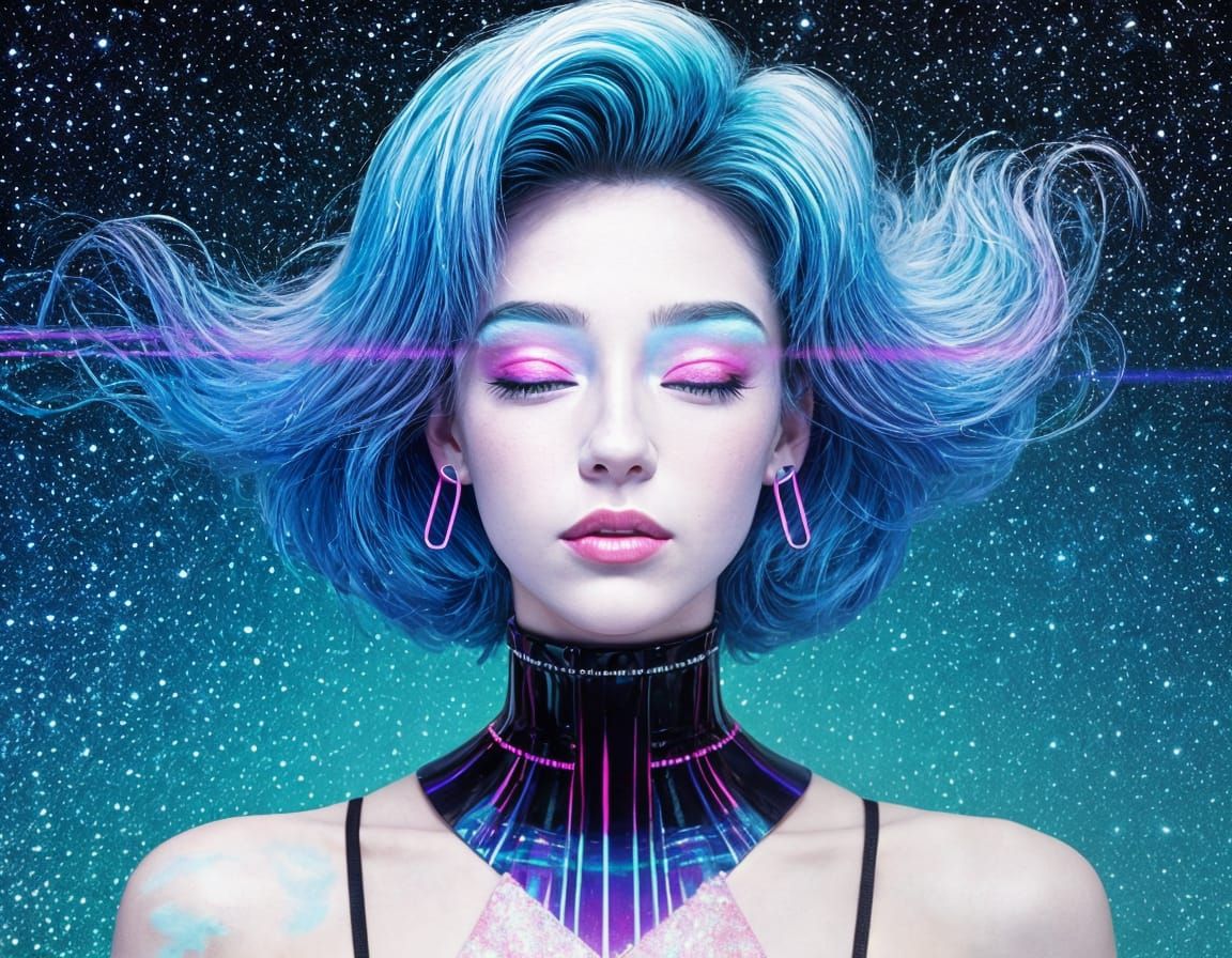 Vaporwave Glitch Art with Glitter Effects