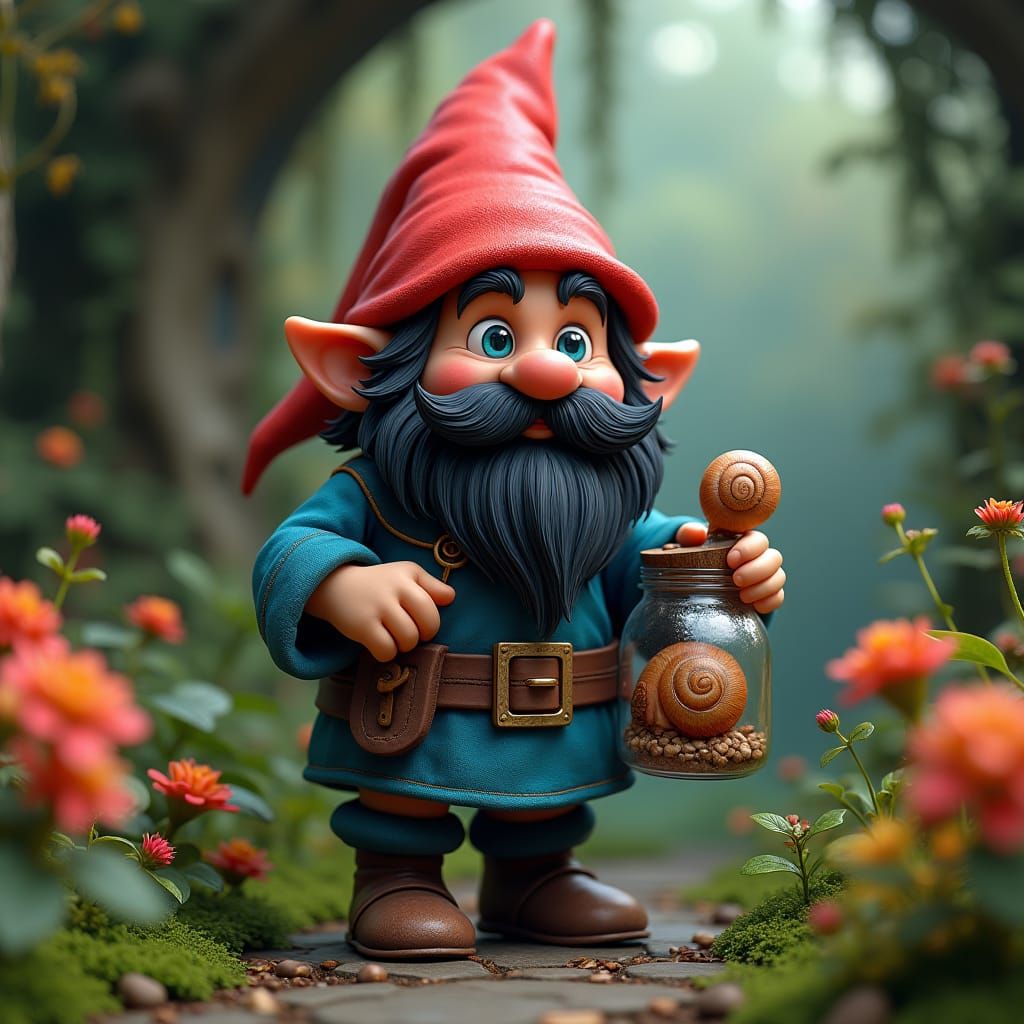 Enchanting Gnome with Snail, Matte Painting