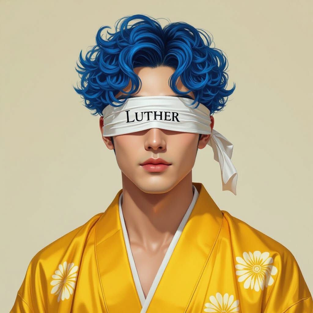 Korean Man in Yukata: Hyperrealistic Half-Body Portrait