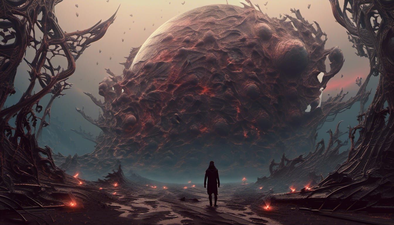 Cosmic Horror Landscape in Dark Fantasy Style