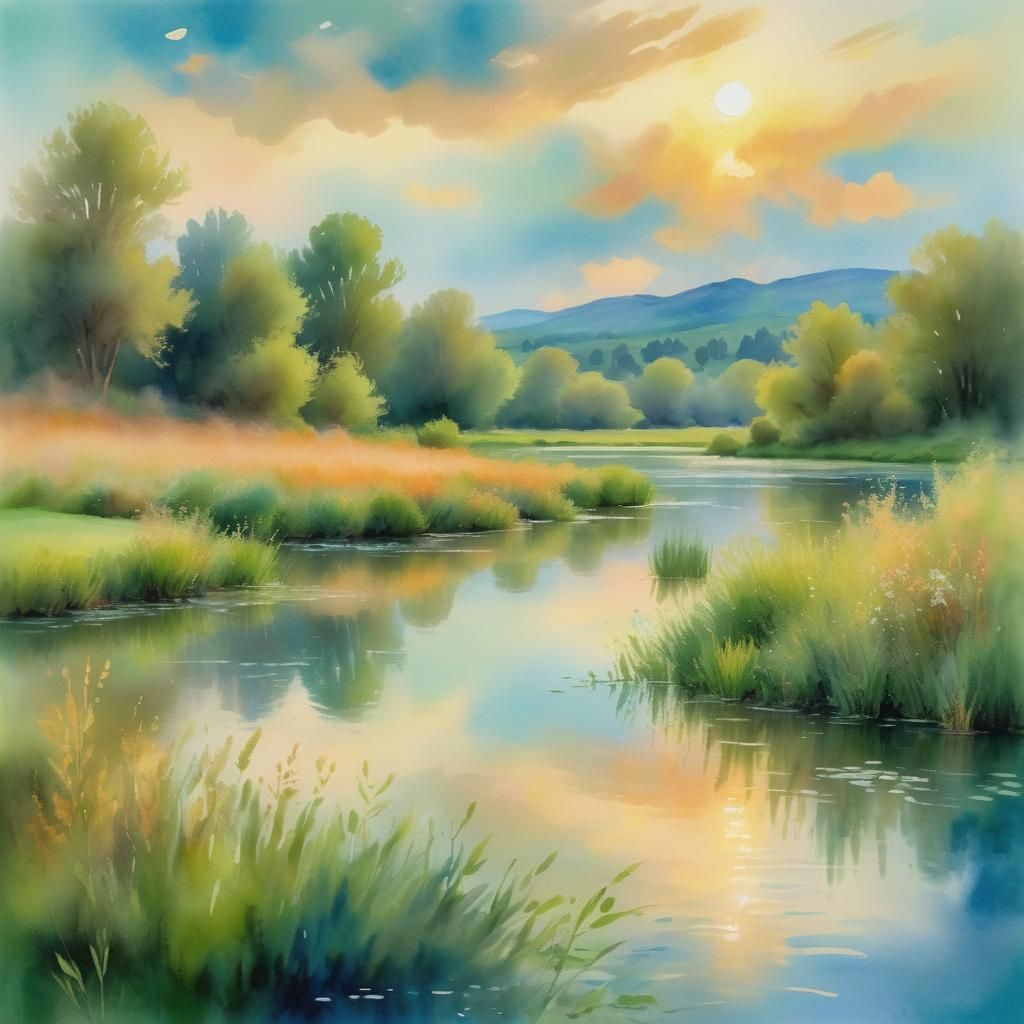 green field watercolor