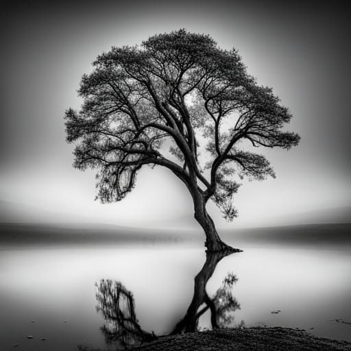 Radiant Tree of Life with Flowers in Realistic Style