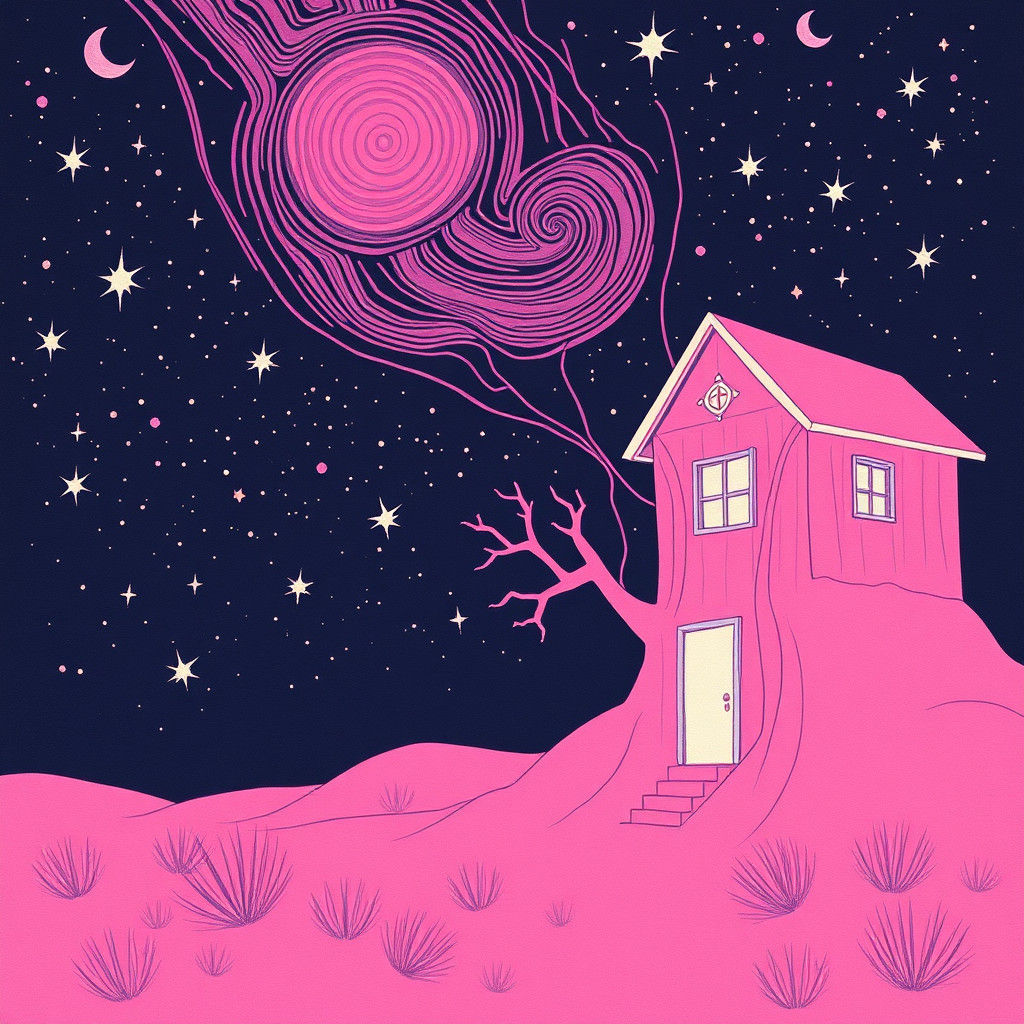 A pink starry night