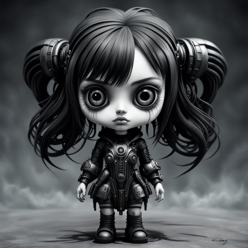 Gothic Cyberpunk Female Portrait in Hyperrealistic Style