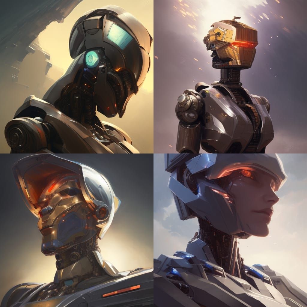 Gigantic Battle Robot Portrait in Hyperdetailed Style