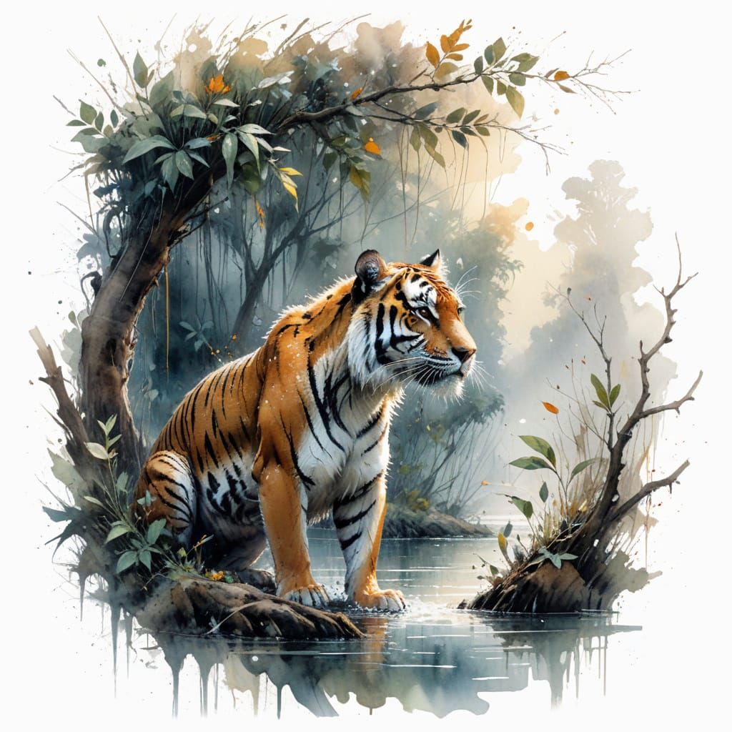 Regal Bengal Tiger in Sundarbans Mangroves