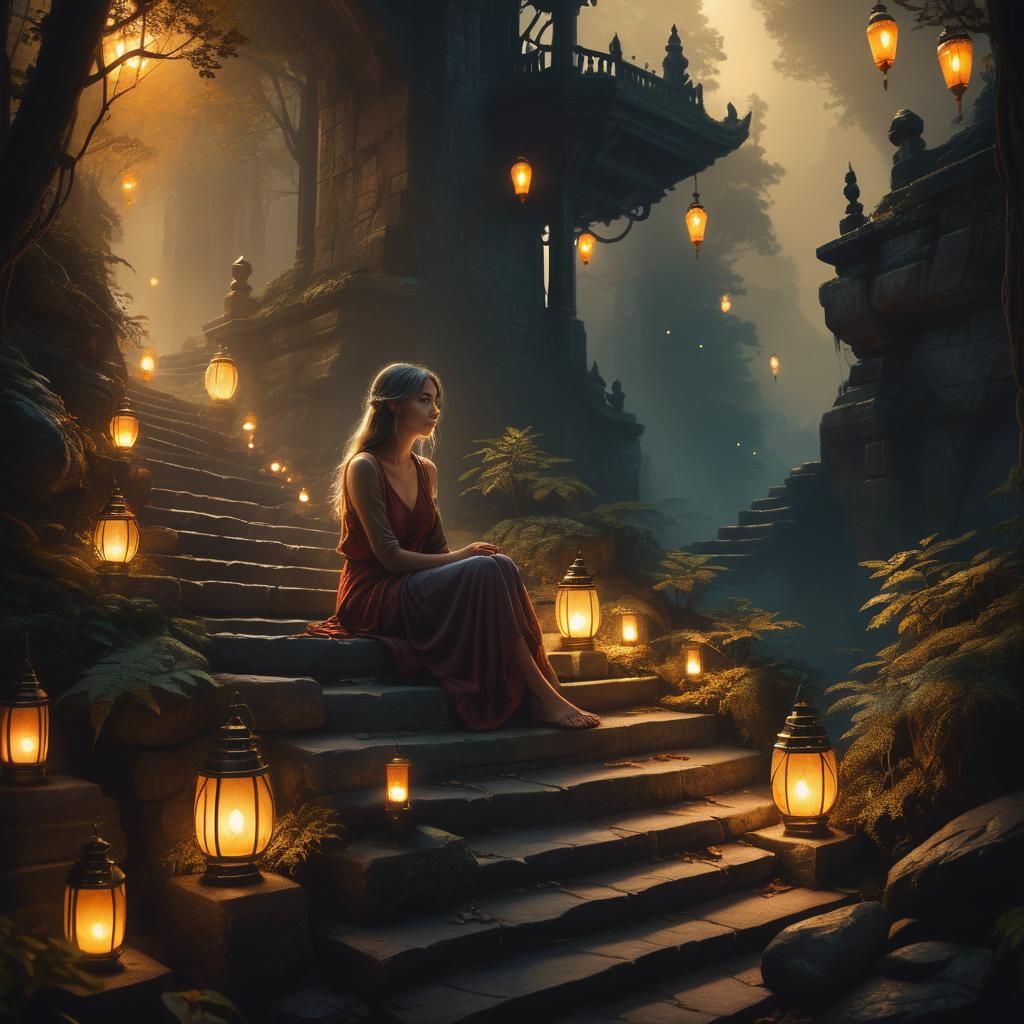 Mystical Forest Encounter in Cinematic Fantasy Style