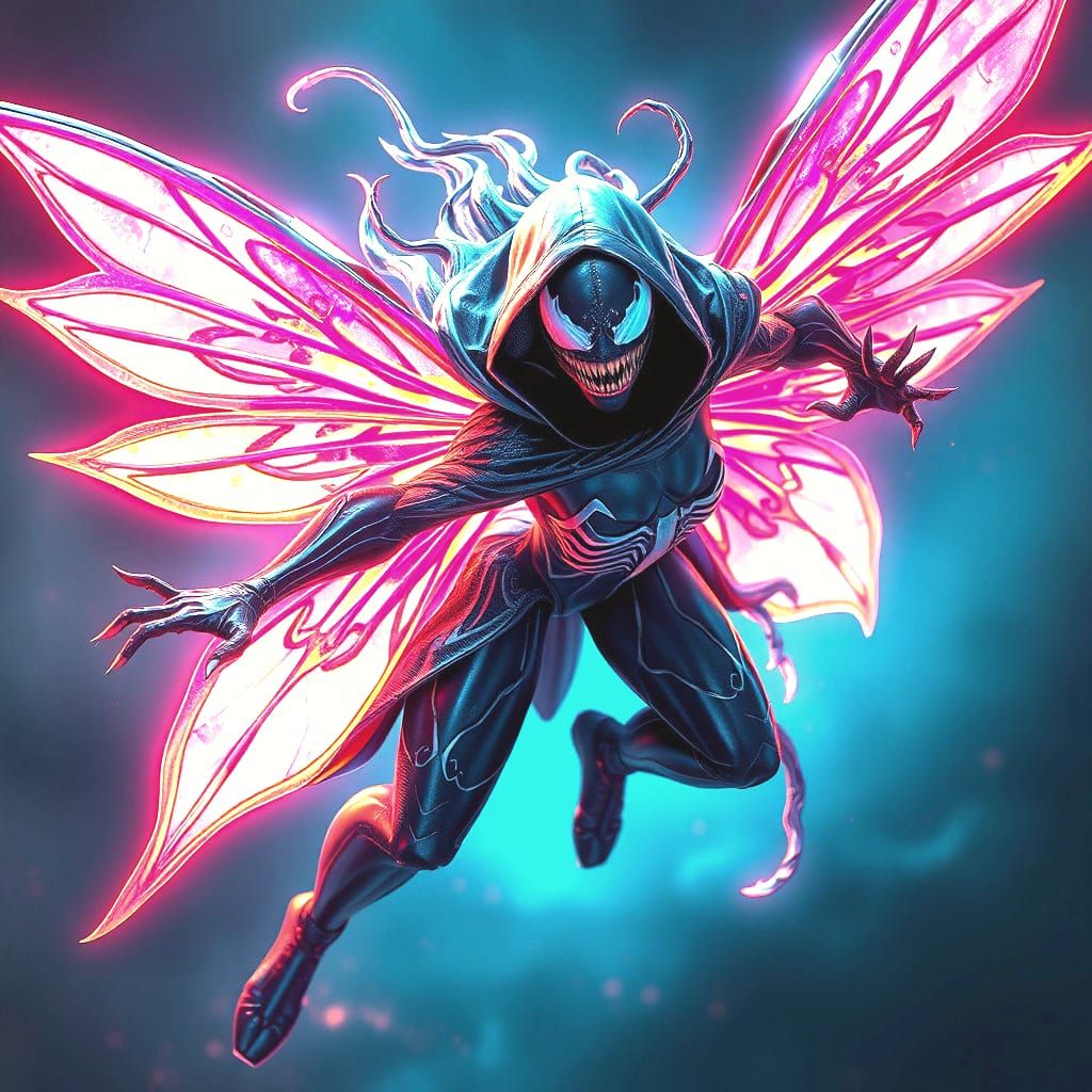 Marvel Venom-Fairy in Hyperrealistic Action Pose