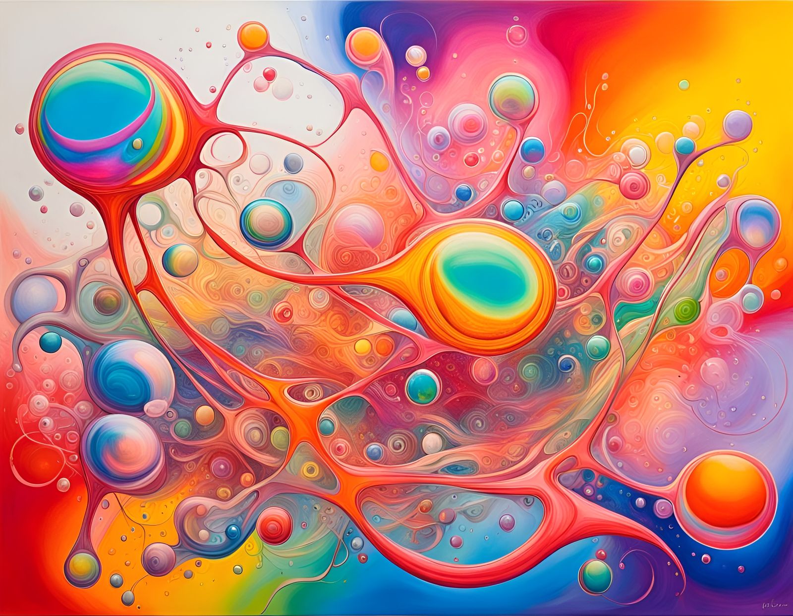 Rainbow Chaos Bubbles in Expressionist Style