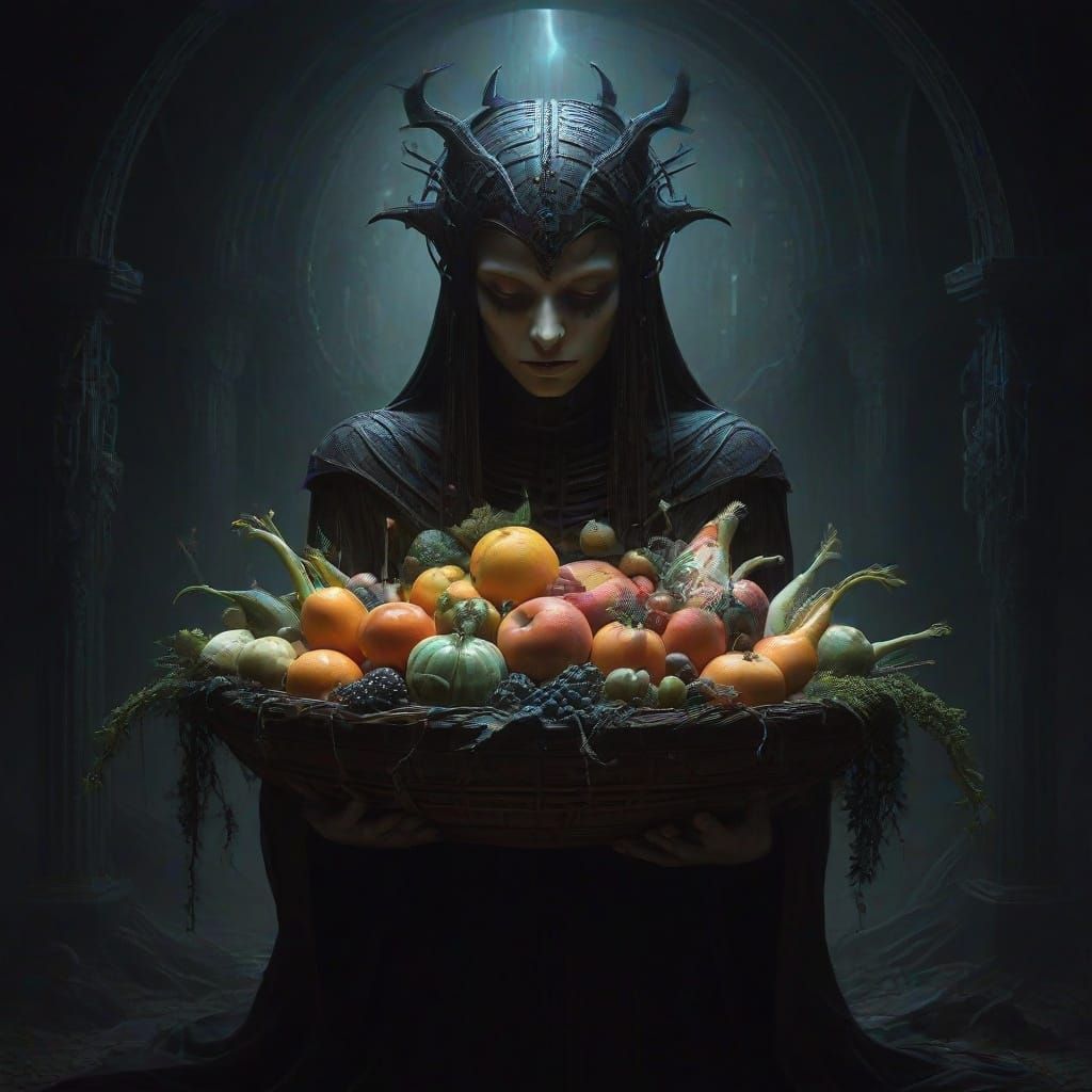 Animals Run Fruit Stand with Luminous Flower