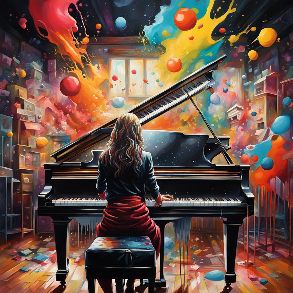Pianist's Surreal Music Paints the Room in Graffiti Art