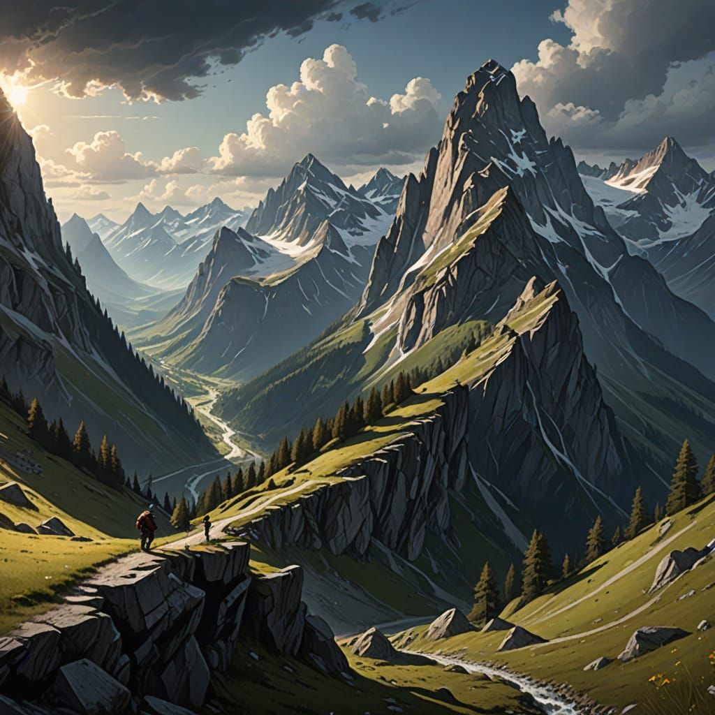 Brenner Pass Alps Matte Painting