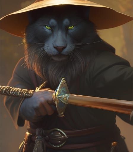 Catfolk Monk Character Portrait in RPG Style