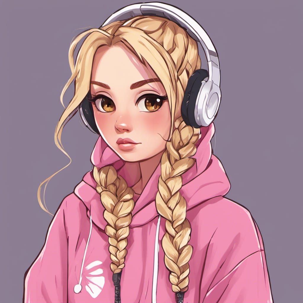 Cute Cartoon Girl Profile Picture in Pink