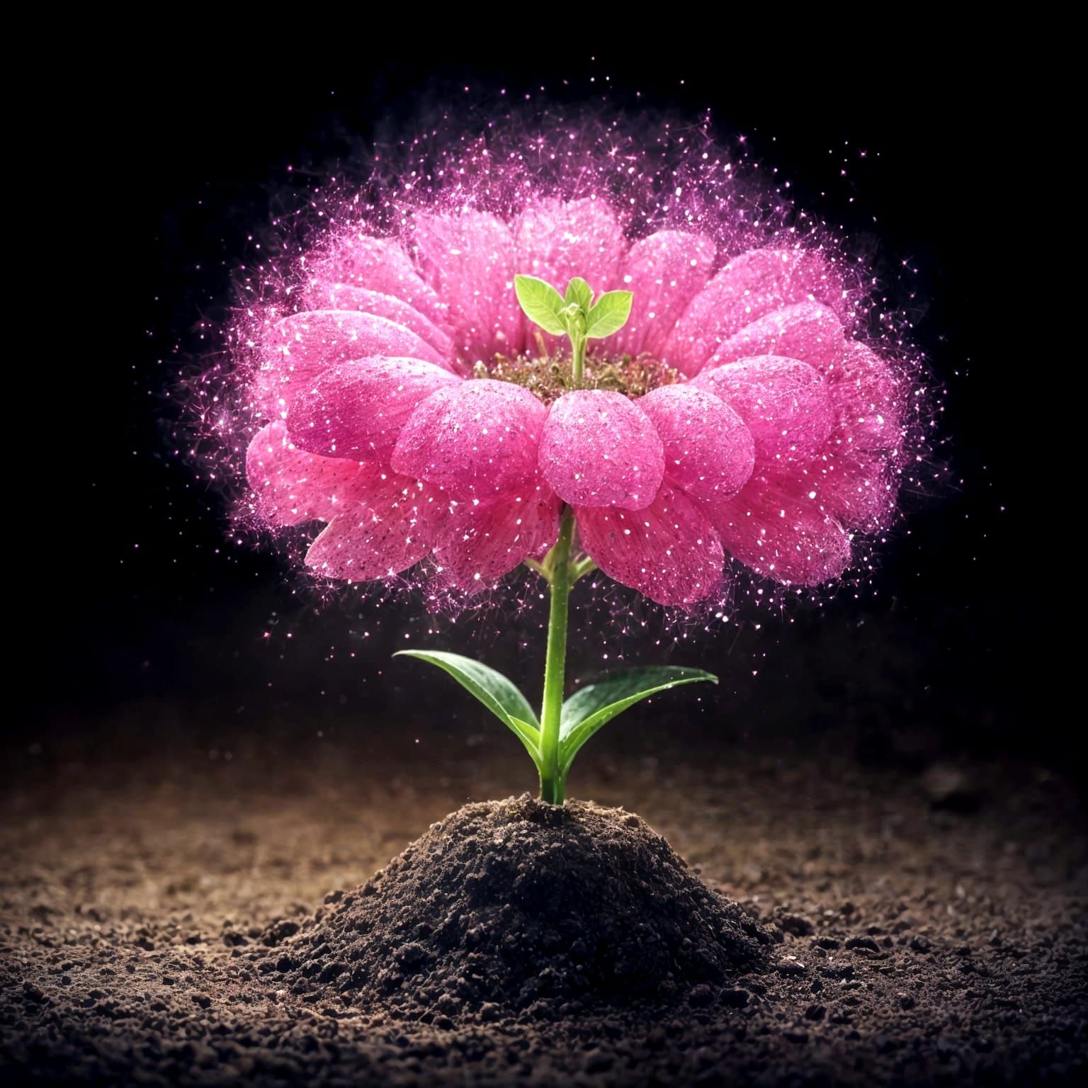 Enchanted Pink Bloom with Tiny Sprout