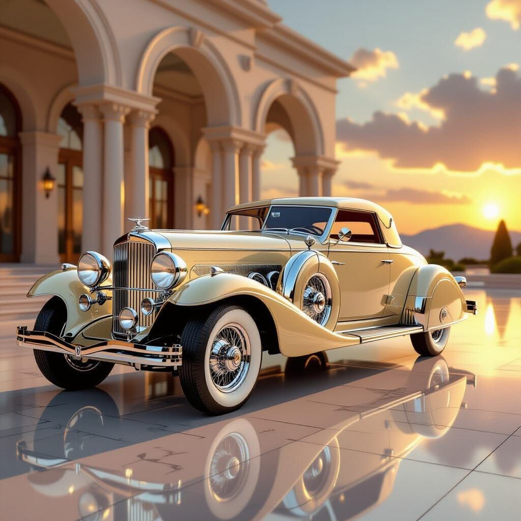 Golden Duesenberg Concept Car with Chrome Details