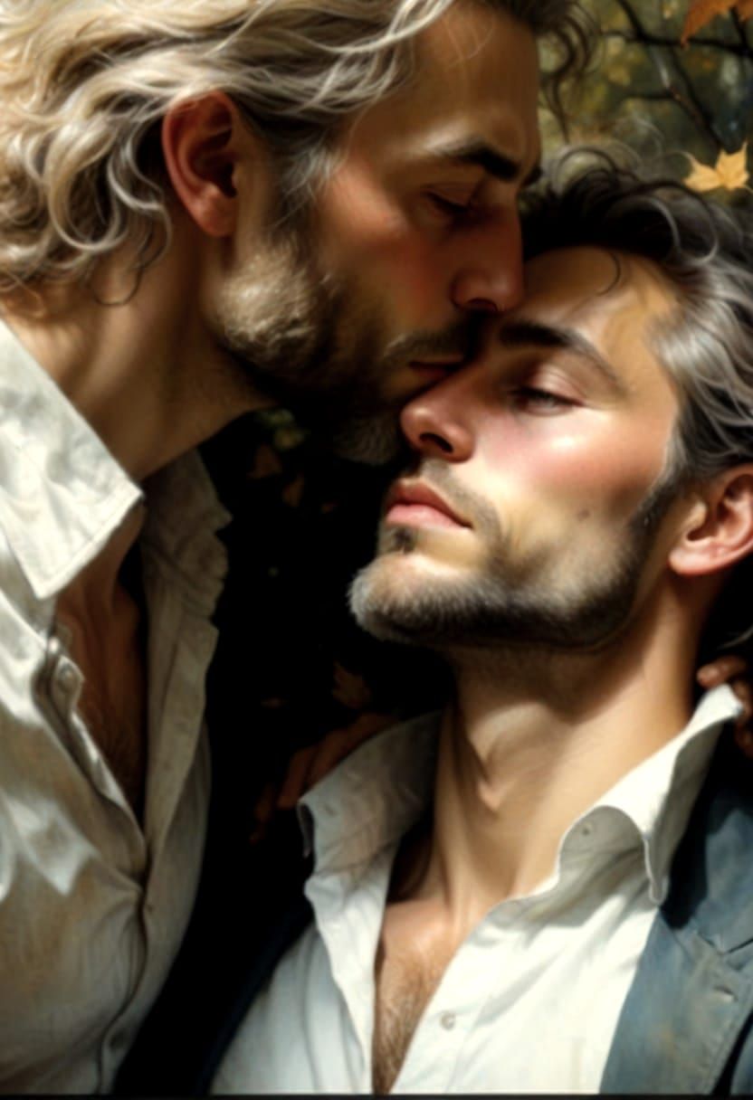 Enchanted Forest Lovers in a Whimsical Autumn Scene