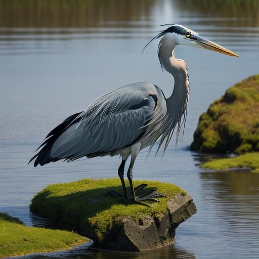 Hyperrealistic Blue Heron in Sharp Focus