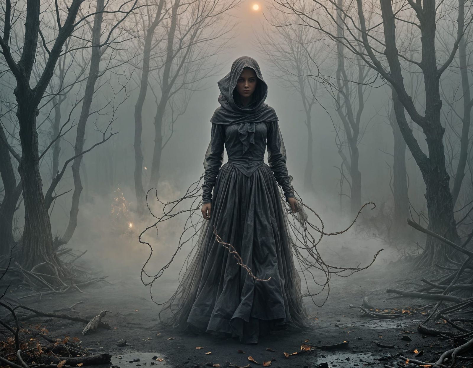 Ethereal Goddess Emerges from the Shadows