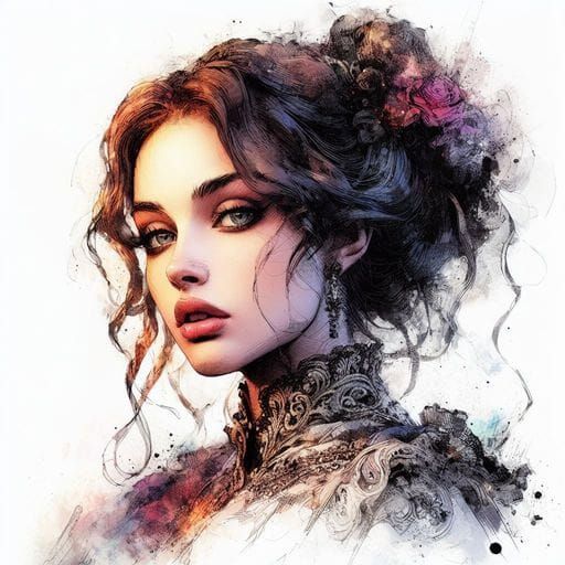 Italian Princess Portrait in Fantasy Art Style