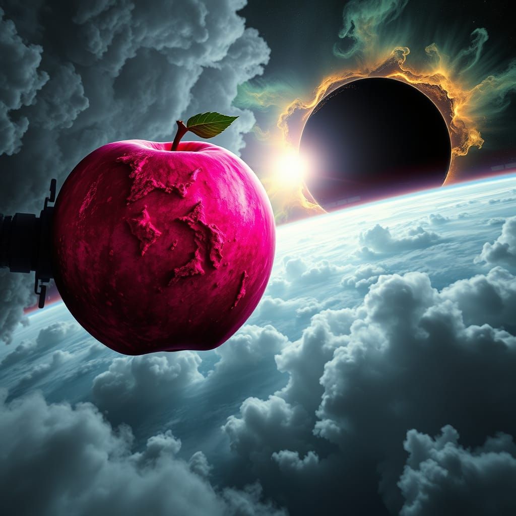 Cyberpunk Earth in Vibrant Pink and Black from Mars Orbit
