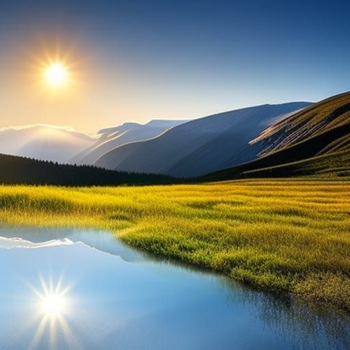 Misty Mountain Landscape Bathed in Sunshine