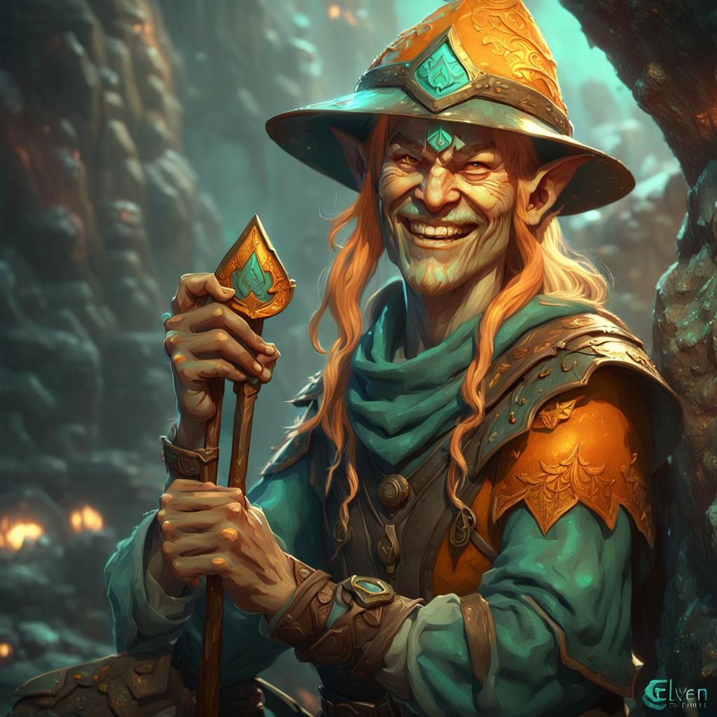 Grinning Elven Miner Concept Art
