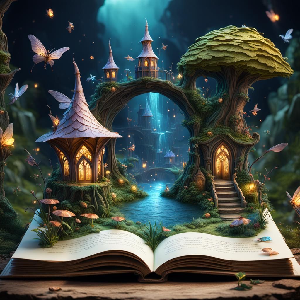 Magical Enchanted Fairy Popup Book in Detailed Matte Paintin...