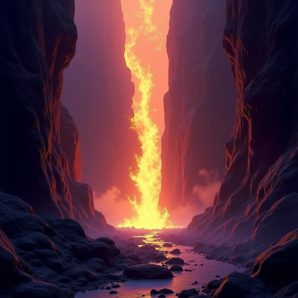 Fiery Fissure Blocks Mountain Cave Entrance