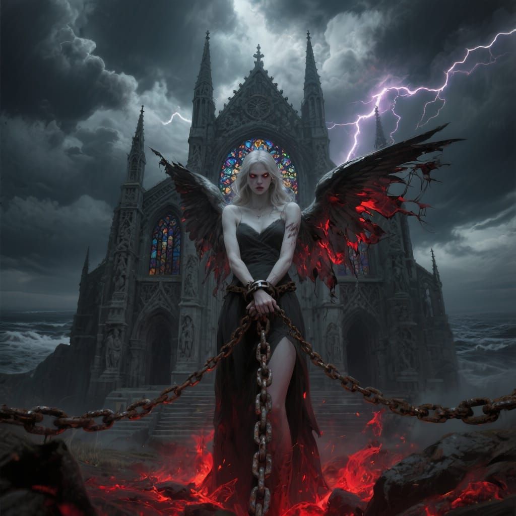 Dark Angel in Gothic Cathedral
