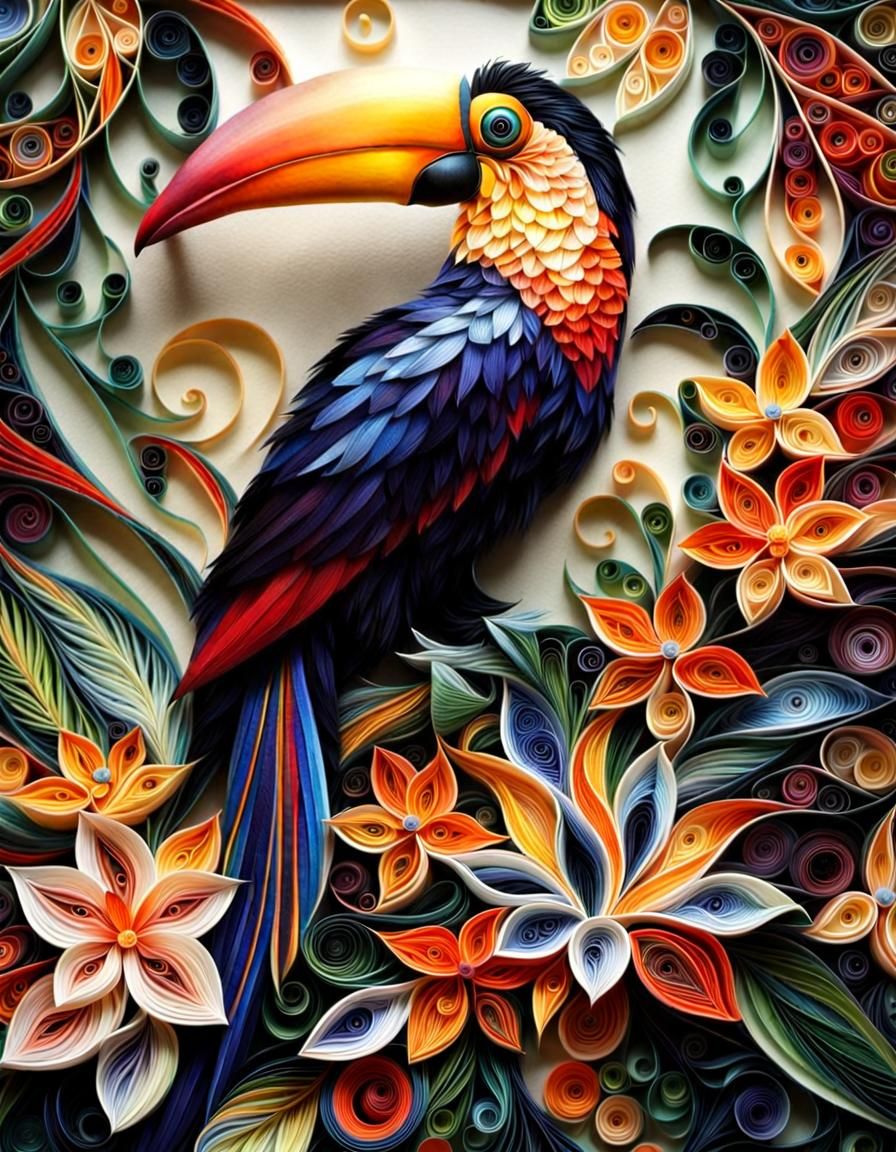 tucan from paper quilling