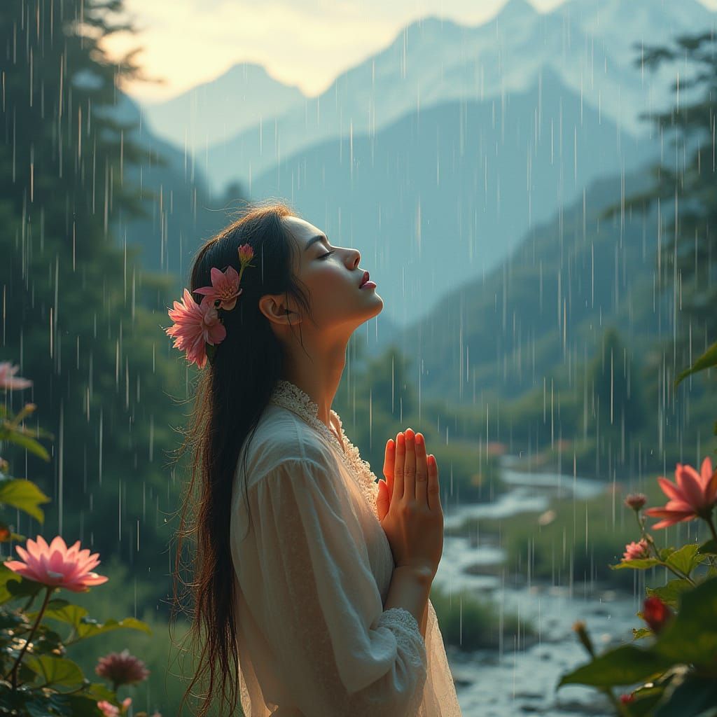 Serene Woman in Shambala Garden