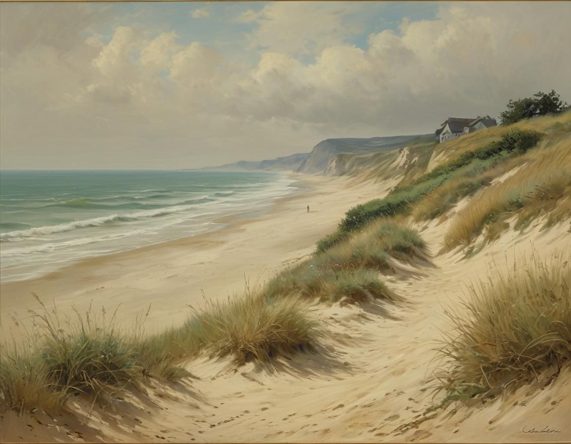 Seaside Dune Landscape in Impressionistic Style