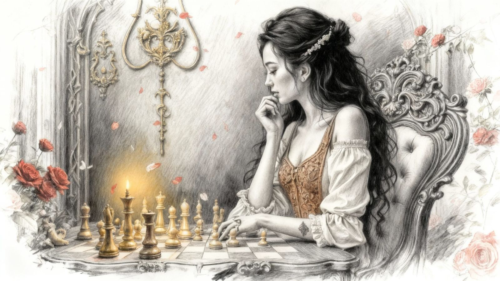 Charcoal and Brush Stroke Portrait of a Transformed Figure