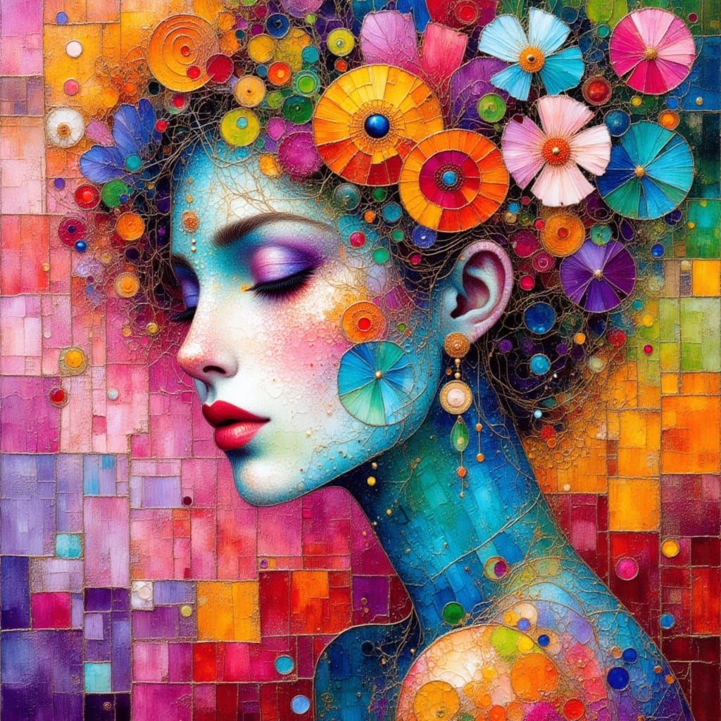 Pop Surrealist Zentangle with Tie Dye Effect