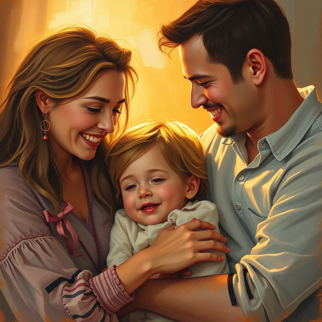 Warm Family Portrait in Golden Light